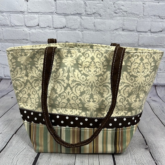 Berkshire Bags Berkshire Bags Canvas Tote Brown Cream And Sage